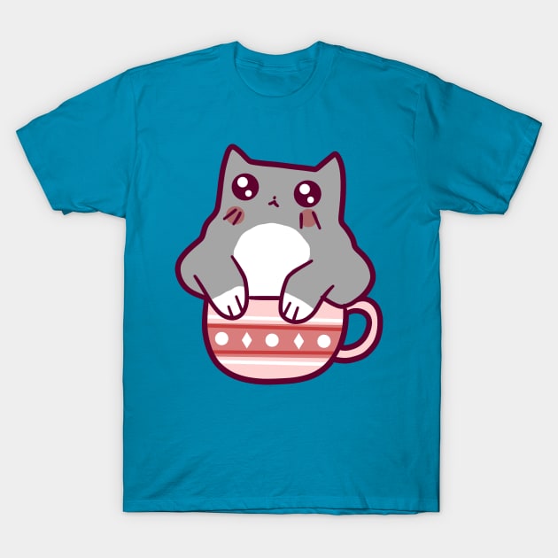 Teacup Gray Kitten T-Shirt by saradaboru